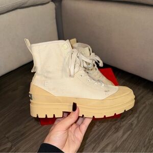 Everlane Boots Womens Size 6 Ivory The Canvas Utility Lace Up grunge/whimsy goth